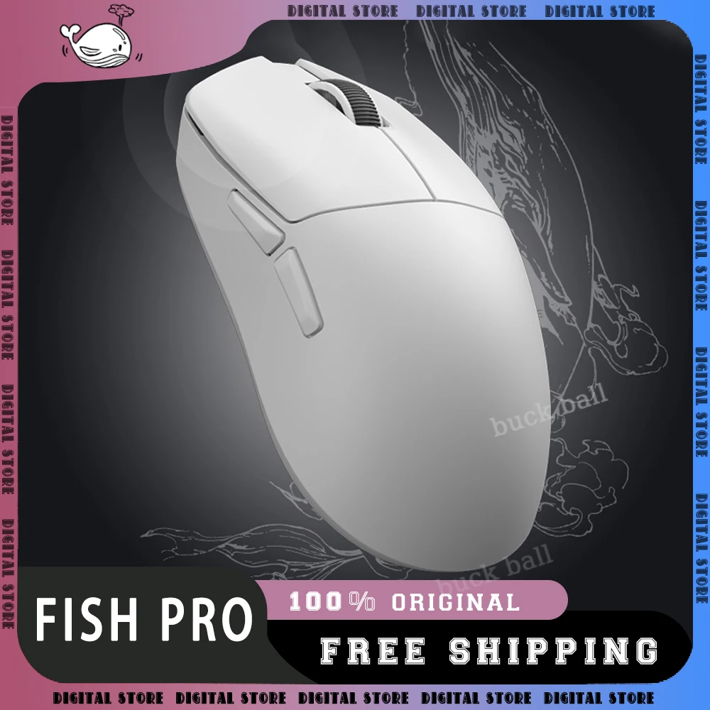 

SKN Fish Pro Gamer Mouse 3Mode 2.4G/Bluetooth/USB Lightweight Mouse 30000DPI 750IPS PAW3950 E-Sport Gaming Mouse Office Gifts