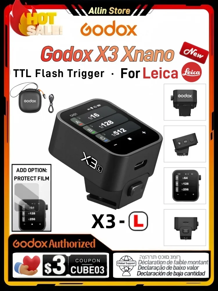 Godox X3-L for Leica NEW! Flash Trigger Wireless X3-Xnano TTL HSS Touch Screen Transmitter for Leica FOR Canon Nikon Sony Fuji