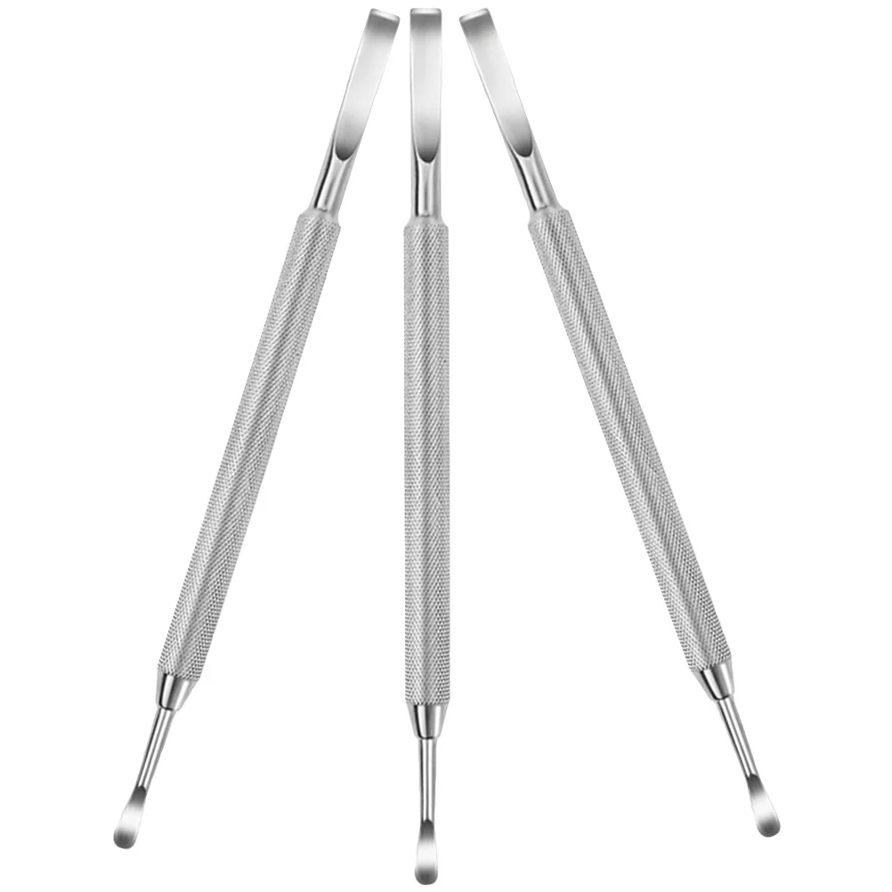 

3 шт., толкатели для кутикулы, нержавеющая сталь, двухсторонний очиститель для ногтей, инструмент для удаления кутикулы, маникюрный очиститель ногтей для ногтей