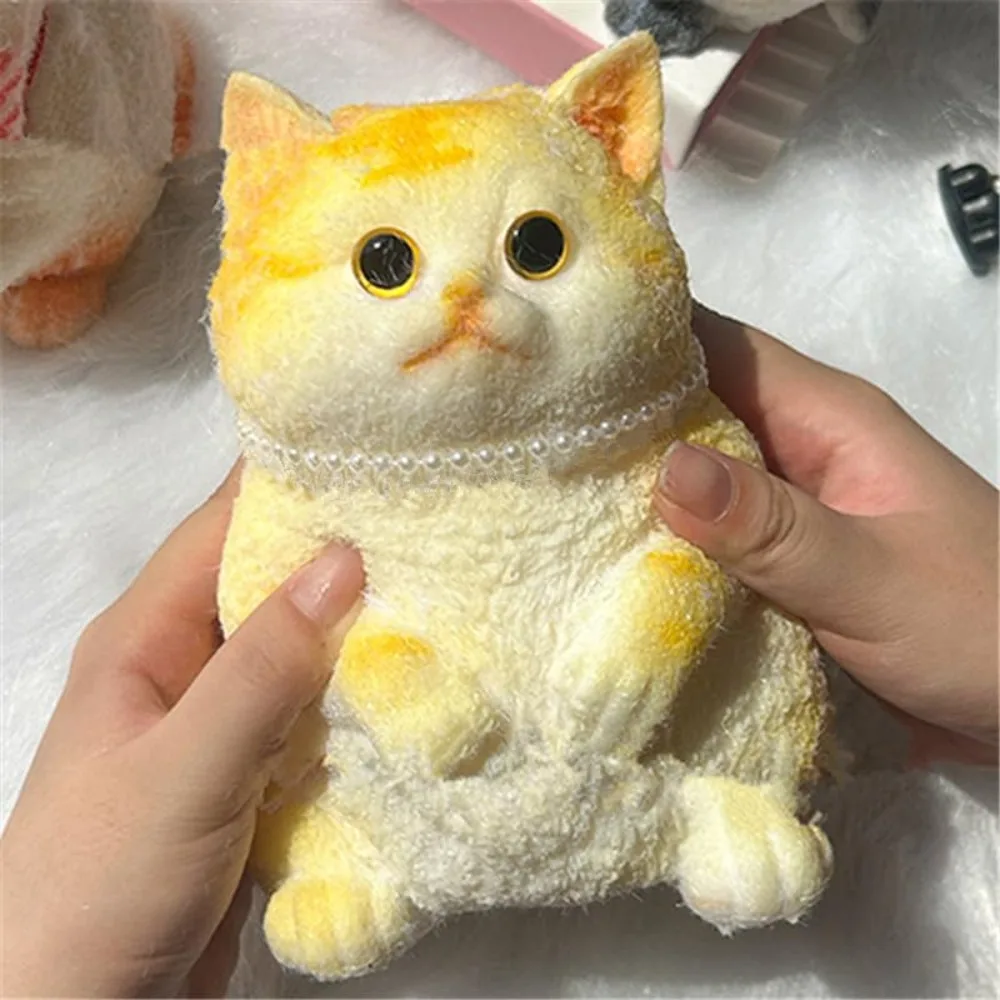 Cute Squishy Relief Squeeze Cat Toys Big Silicone Cat Squishy Fidget Relief Stress Toy With Flocking Surface Anxiety Relaxation