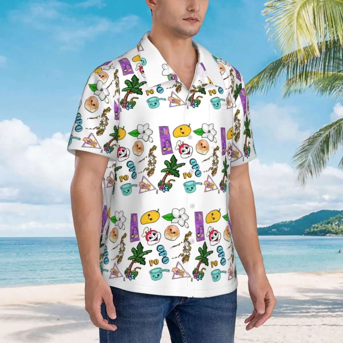 

FILIPINO PINOY THINGS TABO JOLLIBEE KAWAII Гавайские рубашки Повседневная мужская рубашка с коротким рукавом для лета, пляжа, мужские топы с лацканами