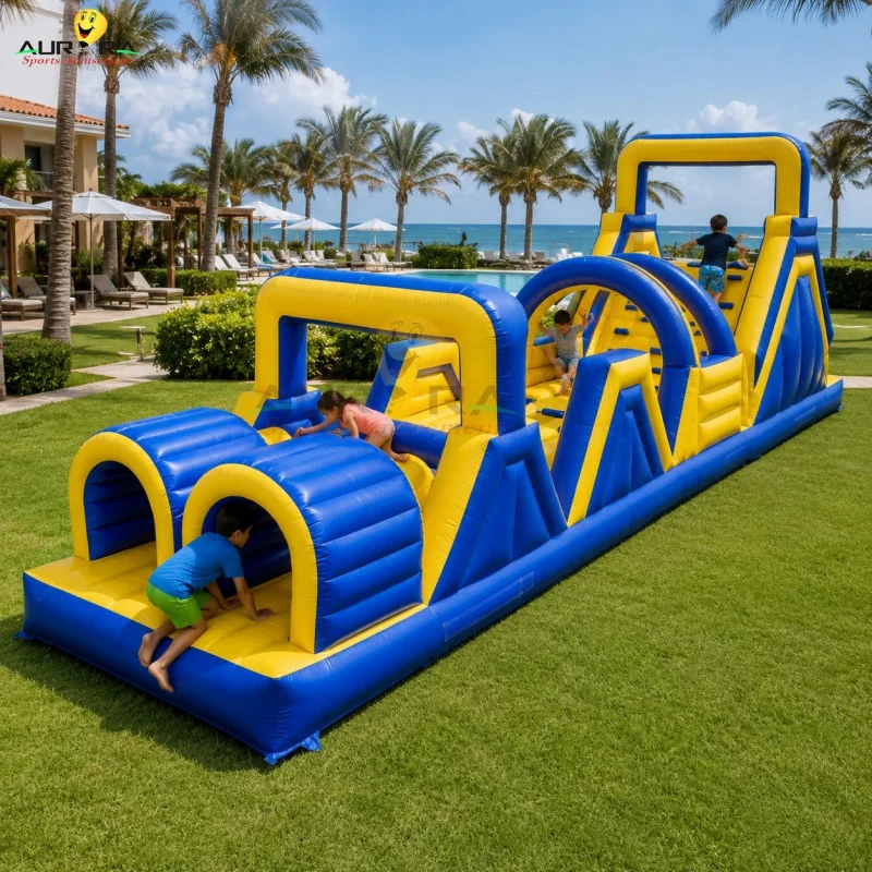 New Style Inflatable Bouncy Obstacle Course Outdoor Bounce House Kids Jumping Obstacle Slide
