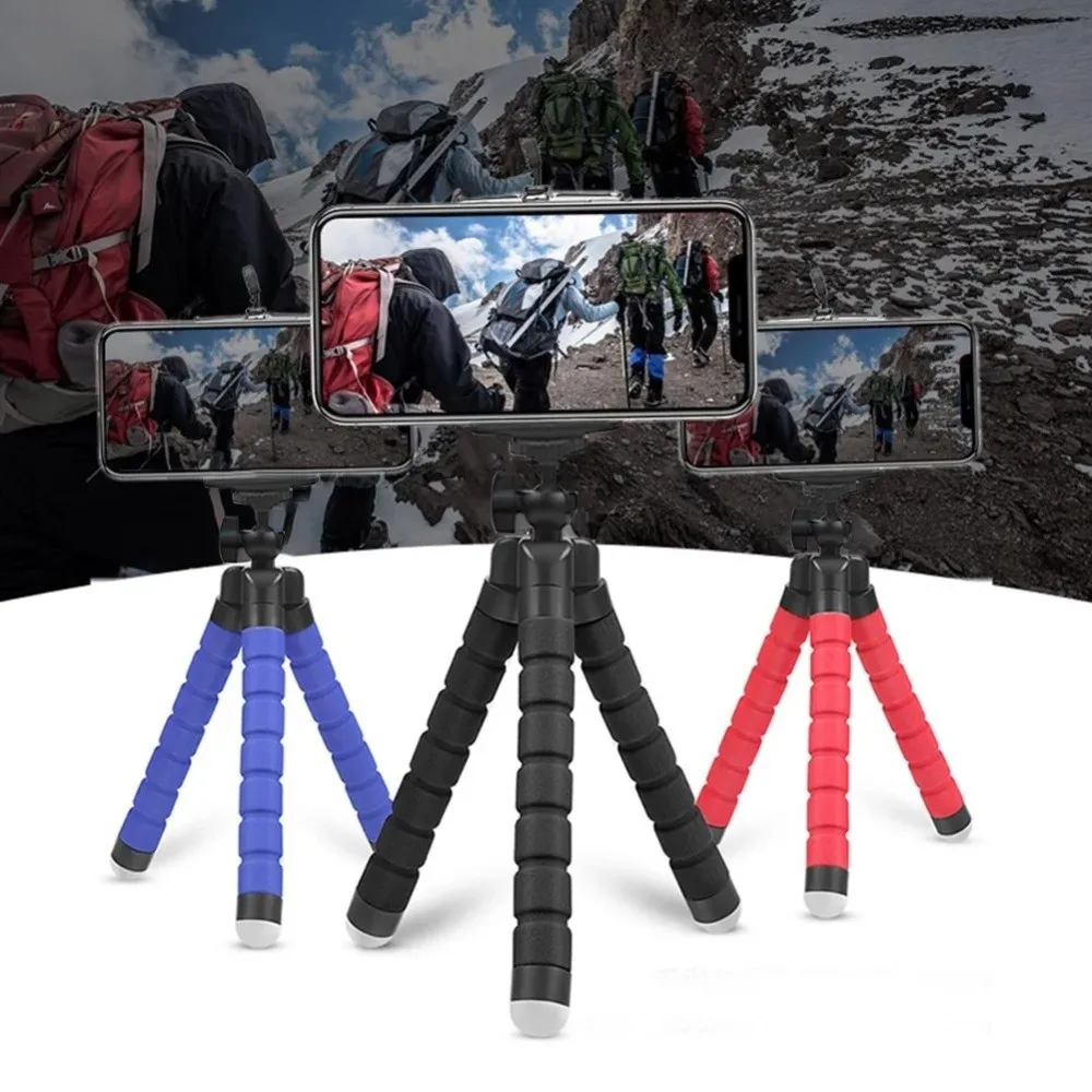 

New Compact Smartphone Tripod Non-slip Sponge Adjustable Desk Mount with Flexible Grip Arm Portable Accessory Holder Photography