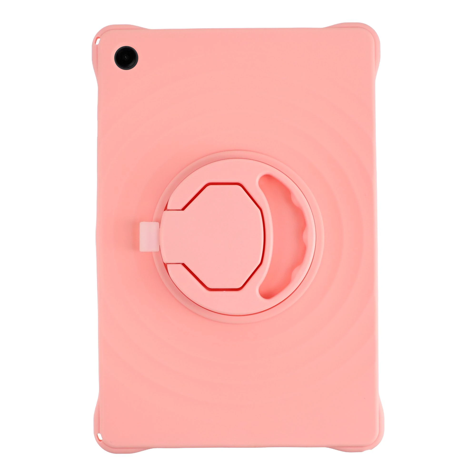 For Samsung Galaxy Tab A11+ / Tab A9+ Case Kickstand Ripple Texture Silicone Protective Cover with Shoulder Strap - Pink