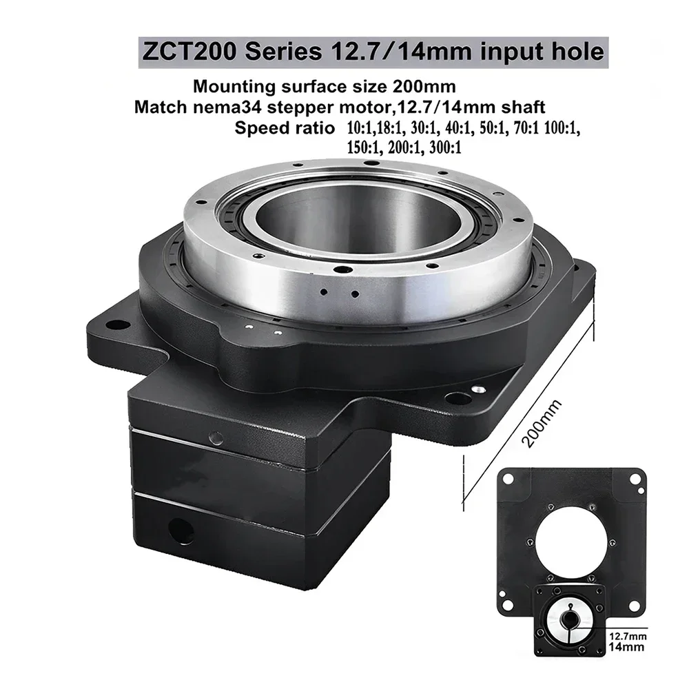 Divisor de plataforma rotativa oca, alta precisão, 1 arcmin, 360 graus, turutable, para 750w, 80mm, servo motor nema34, stepper moto