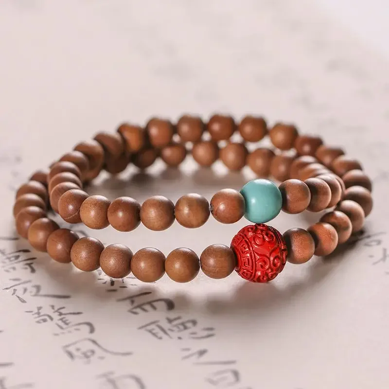 

UMQ Natural sandalwood turquoise multi-circle bracelet for men and women sandalwood toy rosary bracelet jewelry gifts