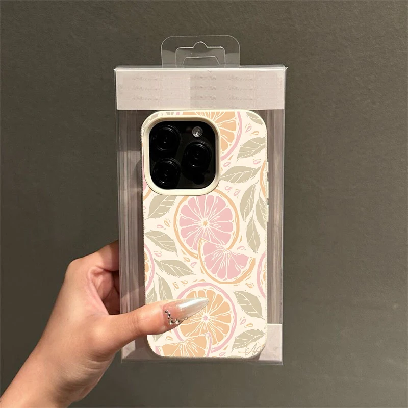 حافظة هاتف بسيطة من مادة البولي يوريثان الناعمة على شكل زهرة الليمون لهاتف آيفون 16 برو ماكس 15 بلس 14 13 12 11 17 Air XS XR X غطاء نسيج Lichee