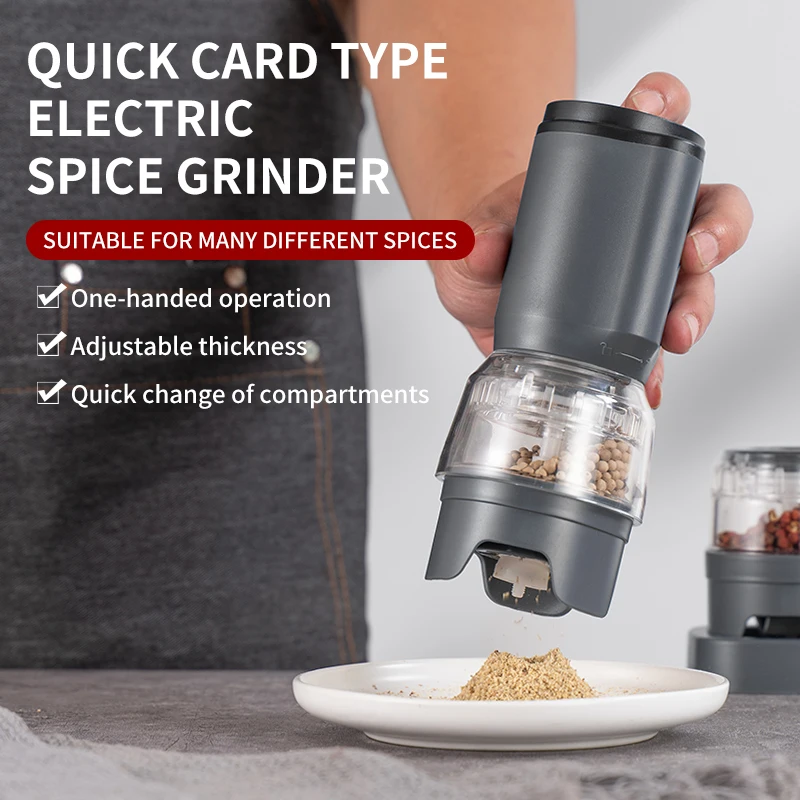 TINSOL multifunctional electric grinder adjustable coarseness, household spice grinder for Sichuan pepper sea salt, and pepper view 2