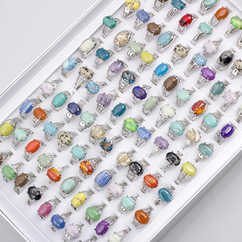 20 Pcs Vintage Rings For Women Natural Stone Rings Fashion Jewelry Finger Accessories Wholesale Lot Dropshipping Party Gift