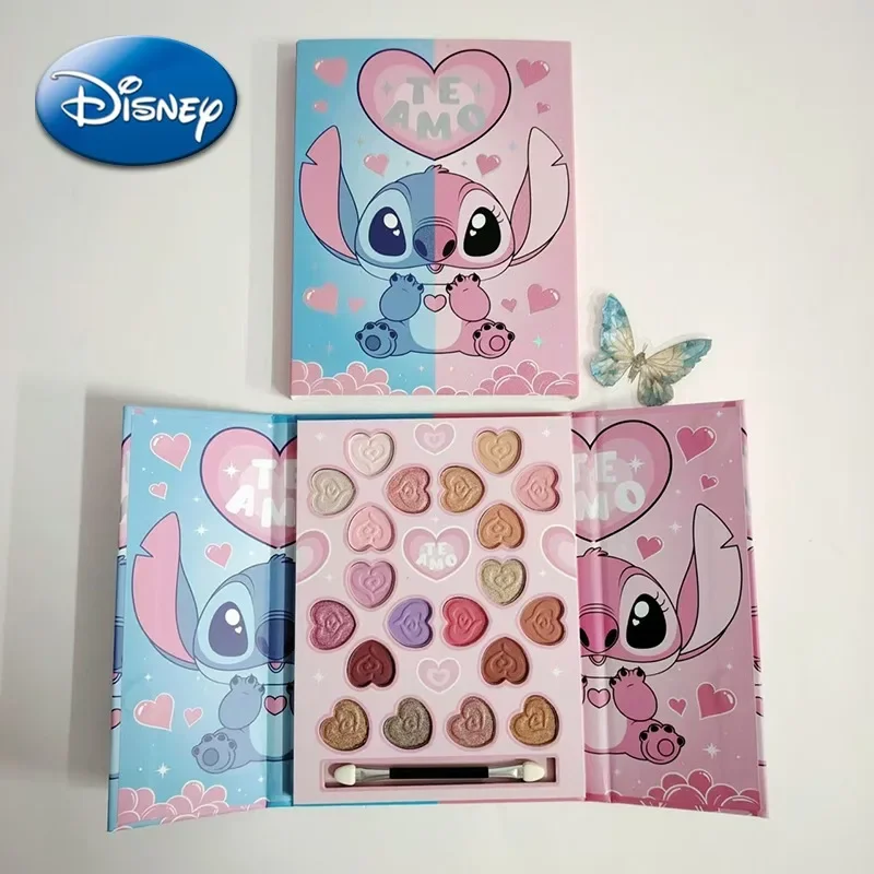 Disney Stitch Angel 20 Color Eye Shadow Palette Cartoon Figures Matte Pearly Glitter Waterproof Lasting MakeUp Tool Girl Gifts