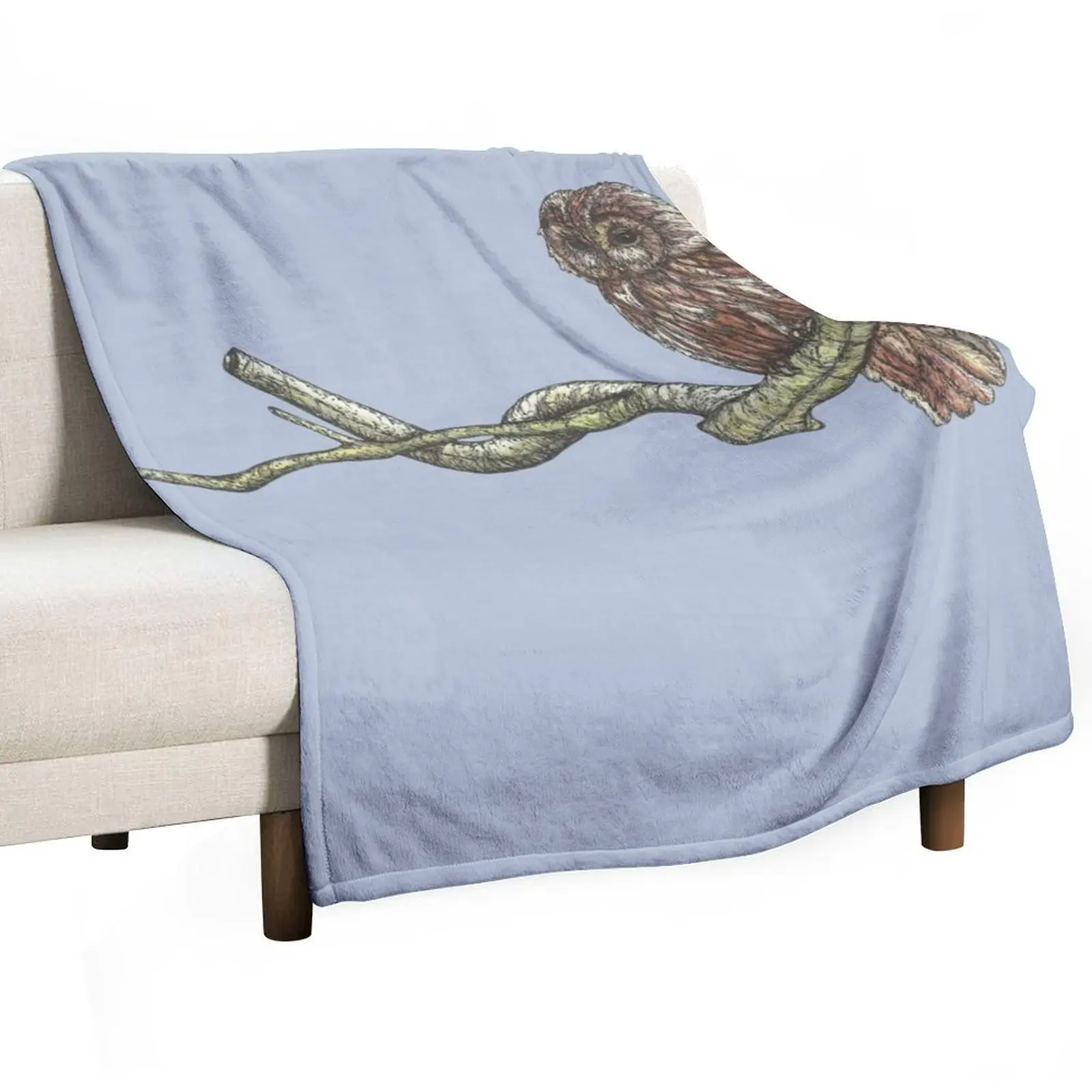 Tawny Owl on a Branch Throw Blanket Giant Sofa warm for winter Flannel Fabric Soft Blankets