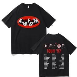 Kmfdm tour 97男性と女性のためのTシャツ、ヴィンテージゴシックパンクTシャツ、綿100% 、カジュアルな特大のストリートウェア、90年代