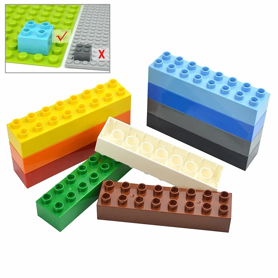 Duploes MOC Big Size Building Blocks 2X8 Dots Thick Figures Bricks Educational Creative Toys With Large Particles For Kids