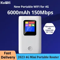 KuWfi Mobile Wifi Router 6000mAh Portable 3G 4G Lte Router 300Mbps Wireless Outdoor Pocket Wifi Hotspot With Sim Card Slot