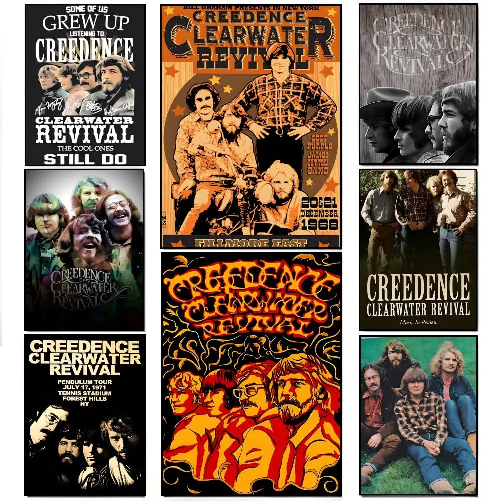 Pôster da lendária banda de rock americana C-Creedence Clearwater Revival, pôster hd à prova d'água, adesivo de parede, bar, decoração de sala de estar, presente