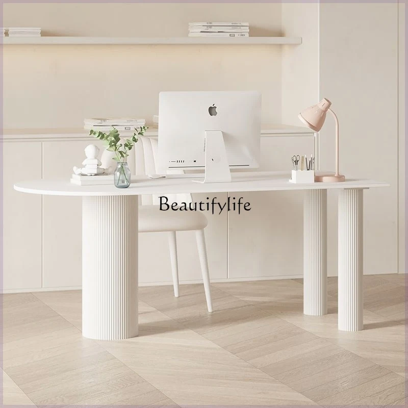 

Rock slab island desk integrated small apartment household simple modern French computer desk