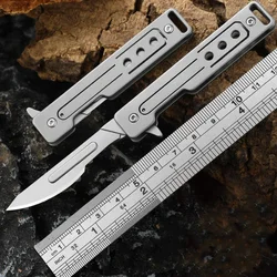 NEW Titanium Alloy Scalpel Folding Knife EDC Unpacking Pocket Knife Outdoor Camping Knife with 10pcs Replaceable Blades