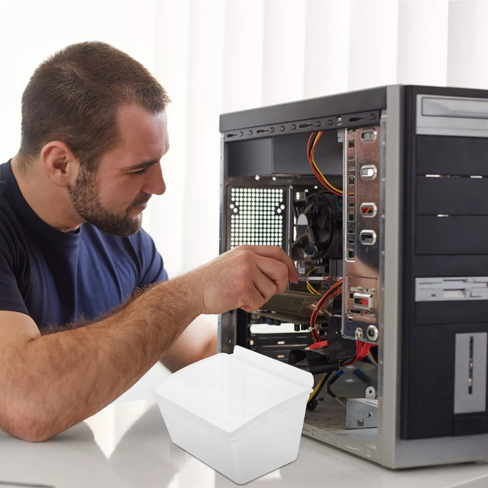 

Пластиковый контейнер для хранения, компактный настольный органайзер, ящик для инструментов для стеллажей, аксессуары для гаража и мастерской