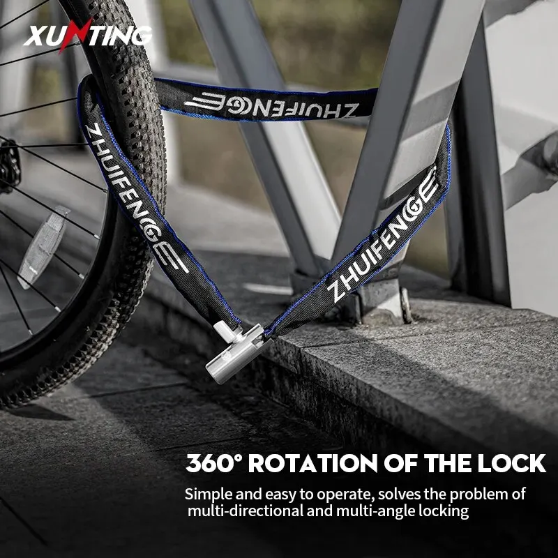 Xunting Bike Chain Lock with Lighter Weight and Stronger Security, Anti-Theft Bicycle Lock for Road Mountain Bikes