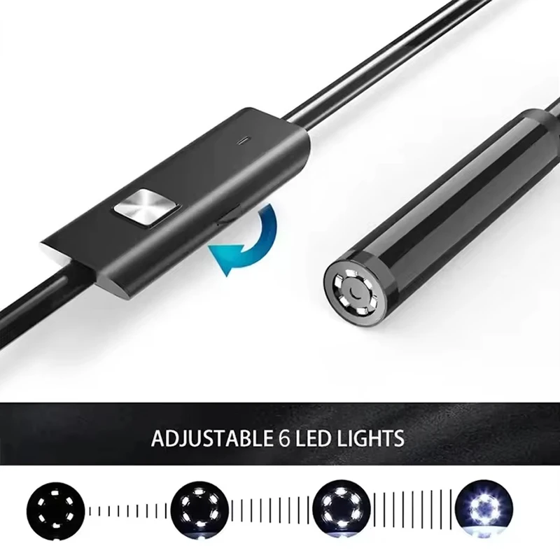 7MM Android Endoscope Camera 3 IN1 Micro Type C Borescope Mini Camera Waterproof LED Car Inspection For HUAWEI XIAOMI PC