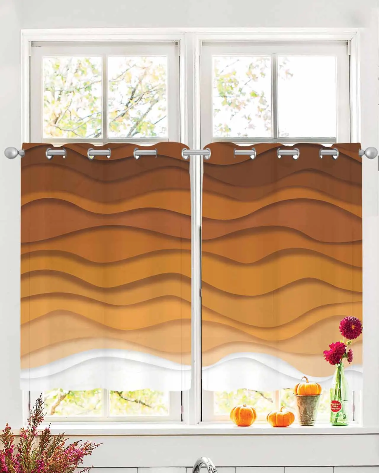 

Абстрактные прозрачные шторы с градиентом оранжевого спрея для окна гостиной, прозрачная вуаль, тюлевая занавеска, шторы Cortinas, домашний декор