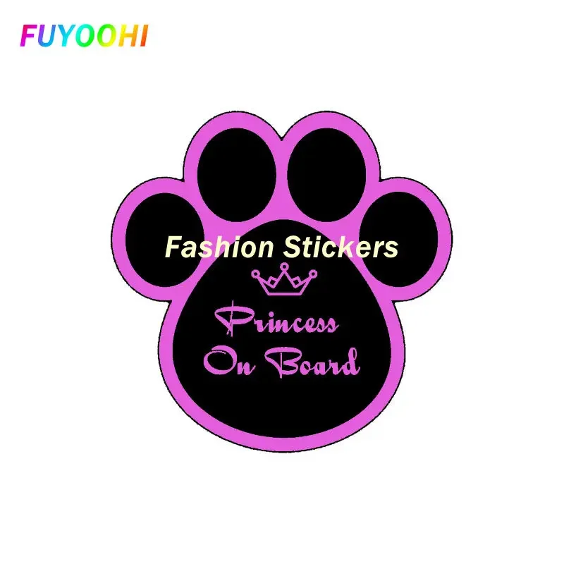 FUYOOHI Play Stickers Princess on Board Crown Car Sticker Funny Dog Print PVC Car Accessories  Motorcycle Helmet Trunk Decal