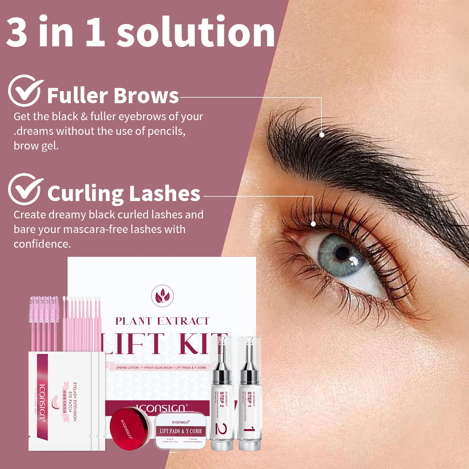 Lash Lift & Black Kit, Pro Eyelash Perm Kit และ Black Eyelash & Eyebrow Set 3 in 1, Quick Lifting Coloring Complete Tools ของขวัญ