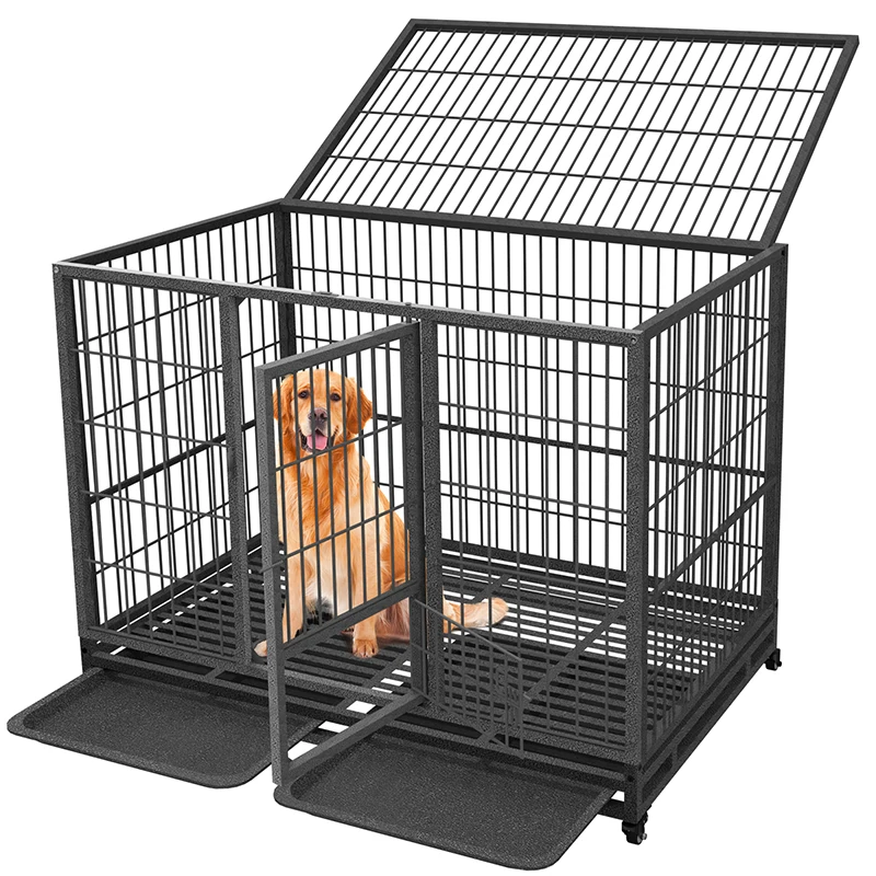 

Dog Crate Heavy Duty Metal Dog Crate Cages Kennel with Wheels Indoor Dog Kennel for Small Medium Large Dogs Single Doors Locks