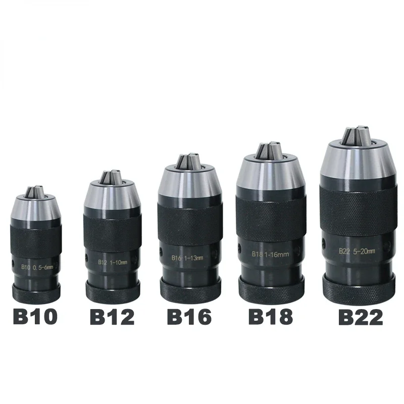 Self-Tightening Drill Chuck With Morse Taper Shank, B10/B12/B16/B18/B22 Series