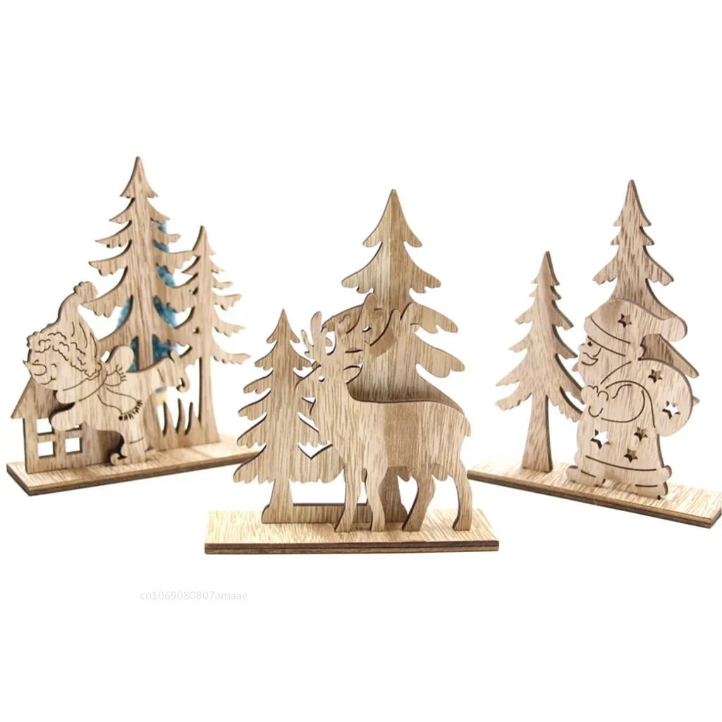 

Christmas Decoration Wood Slices with Stand Christmas Wooden Tree/Elk Deer Crafts for DIY Christmas Ornaments Kids Gifts