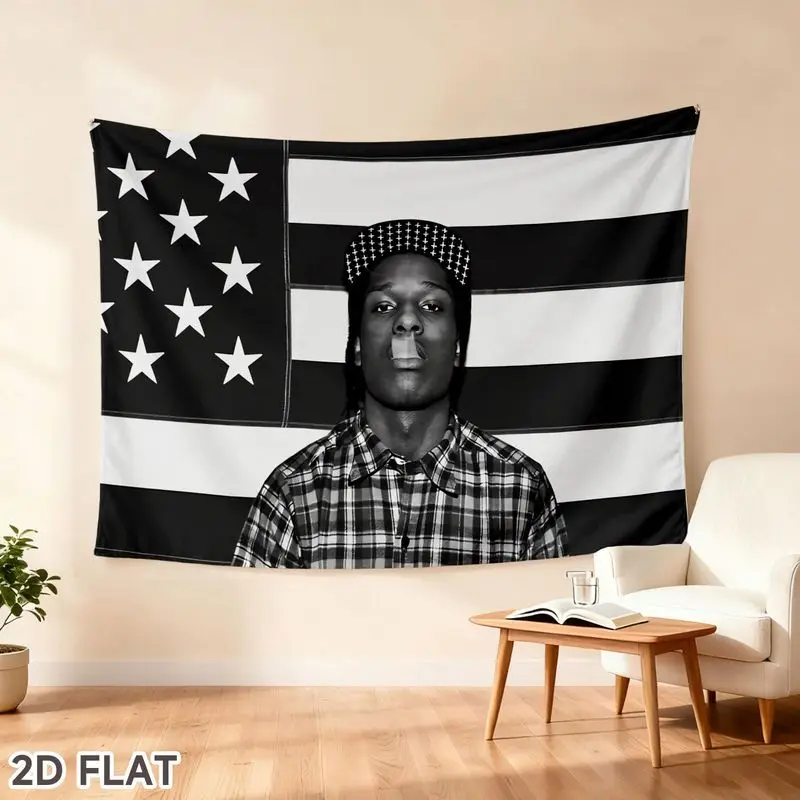 American Flag Hip-Hop Rap Tapestry, Street Punk Wall Hanging, Home Decor for Rap Fans in College Dorm Rooms and Bedrooms