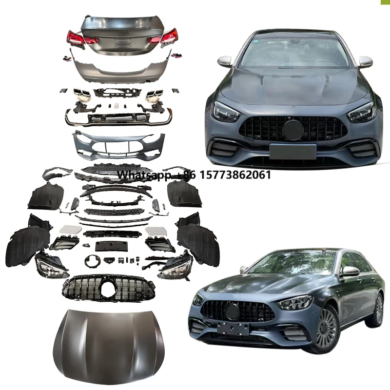 E-Class W213 Auto Rear Bumpers 1:1 Upgrade E63 Body Parts Including Headlights Taillights Compatible Old New Models