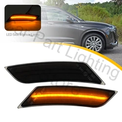 2Pcs For Cadillac XT4 XT6 2020 2021 2022 2023 LED Front Bumper Reflector Light Side marker Lamps Turn Signal Lights