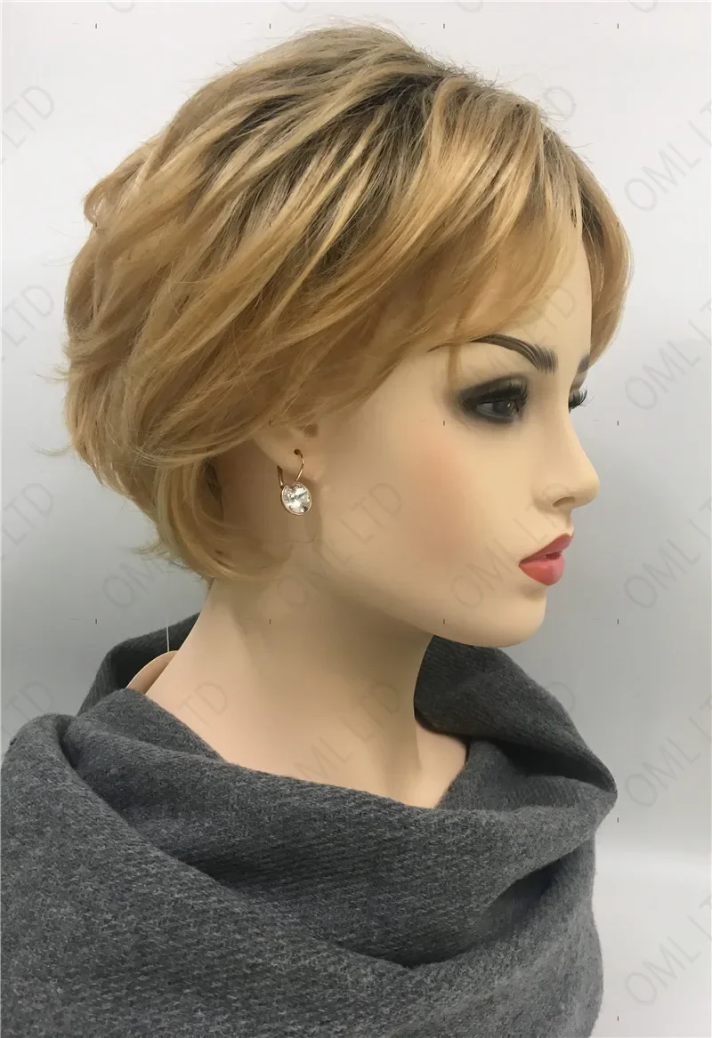 Women's Fashion Wig Blonde Hair Short Curly  Mommy Wig Curly Wavy Hair Wig for Women Fancy Dress Party Wig Natural As Real