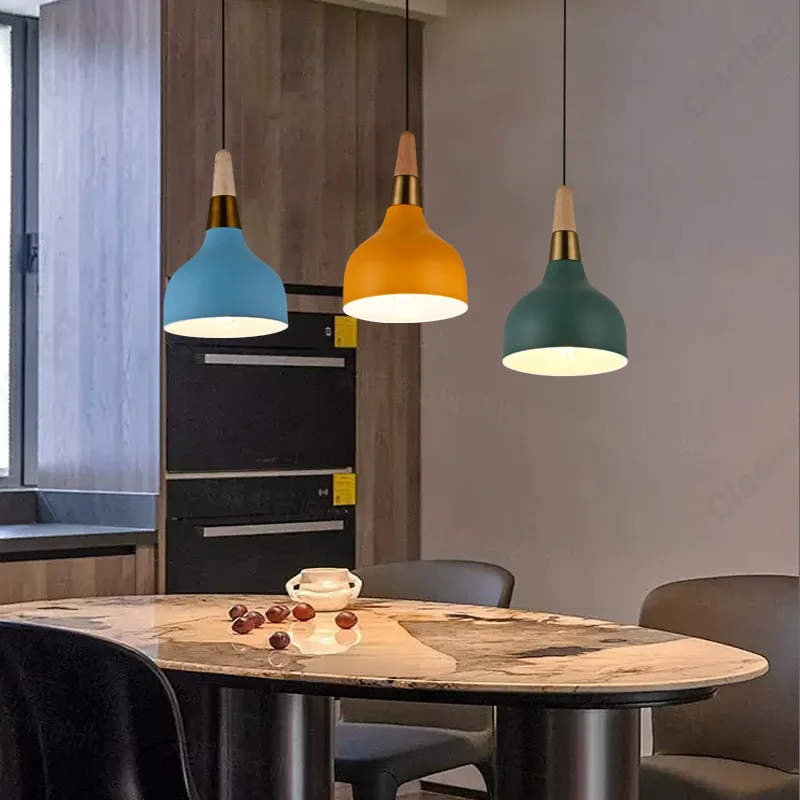 Modern Minimalist LED European Color Chandelier Restaurant Cafe Living Room Bedroom Decorative Atmosphere Lighting E27