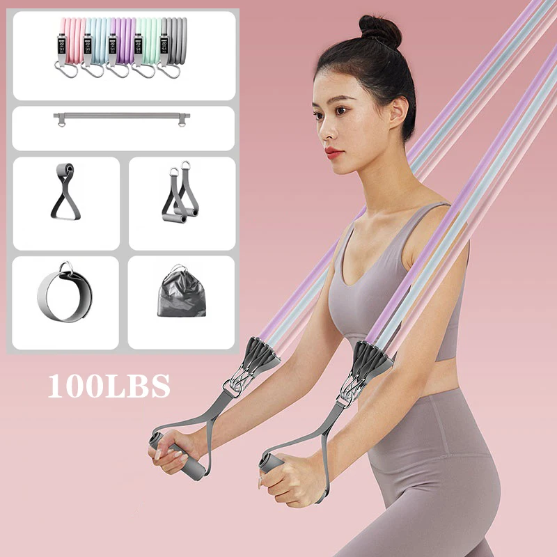 Workout Bar Fitness Resistance Bands Set Pilates Yoga Pull Rope Exercise Training Expander Gym Equipment for Home Bodybuilding