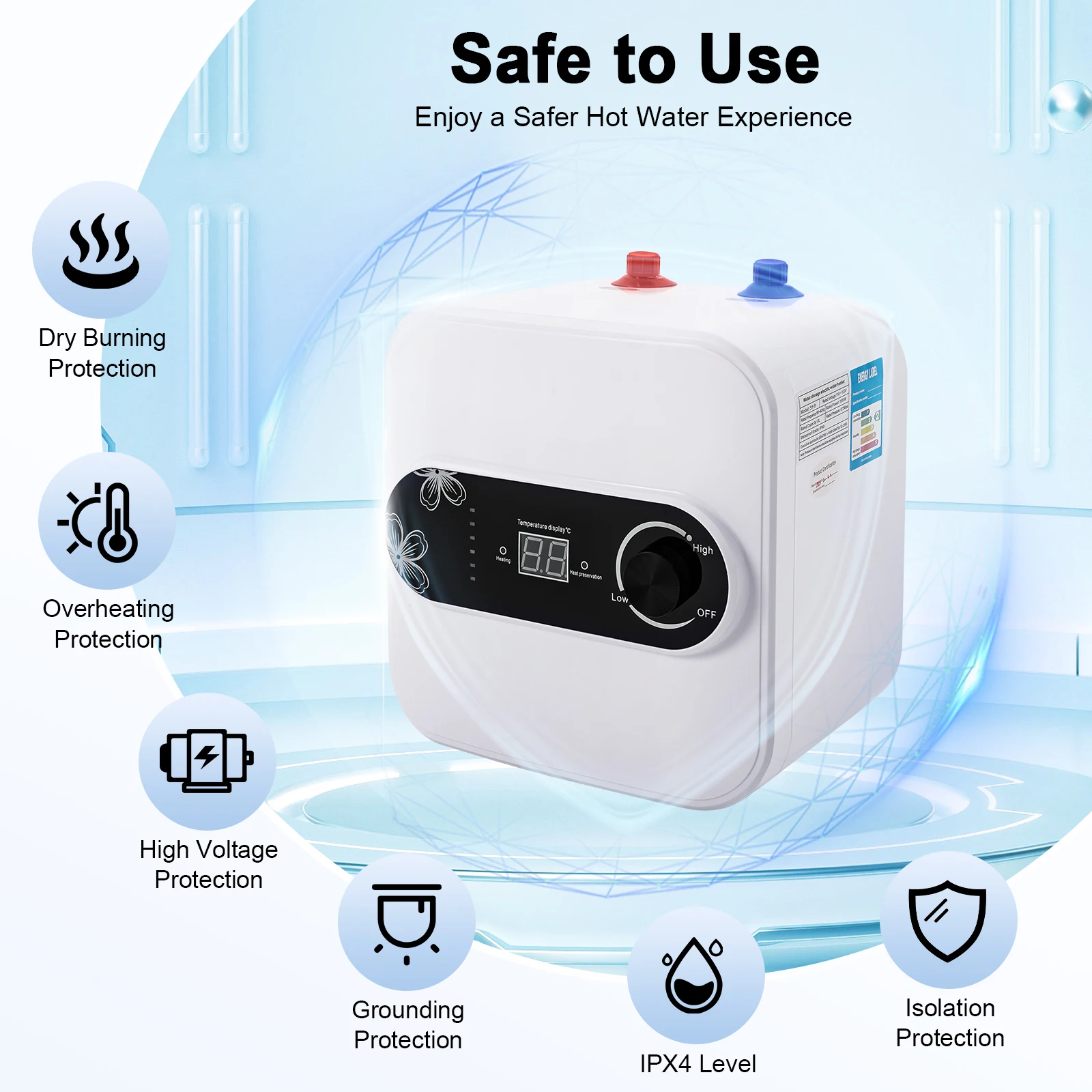 110V 2.1 Gallons Electric Mini-Tank Water Heater Tronic with LCD Screen for Being Installed in  Kitchens, Bathrooms, RVs