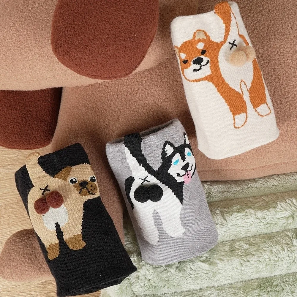 Cute Soft Puppy Eggs Socks Elastic Sweat-Absorbing Husky Dog Socks Comfortable Breathable Dachshund Socks All Seasons