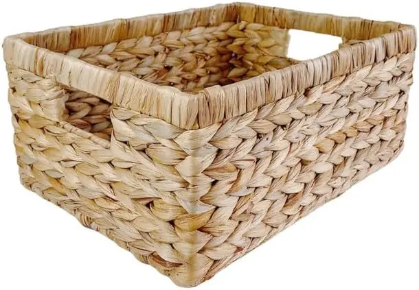 

Натуральная корзина для хранения из водяного гиацинта с ручками, 15x11x7 дюймов, для полотенец, одеял, домашнего декора и организации пространства