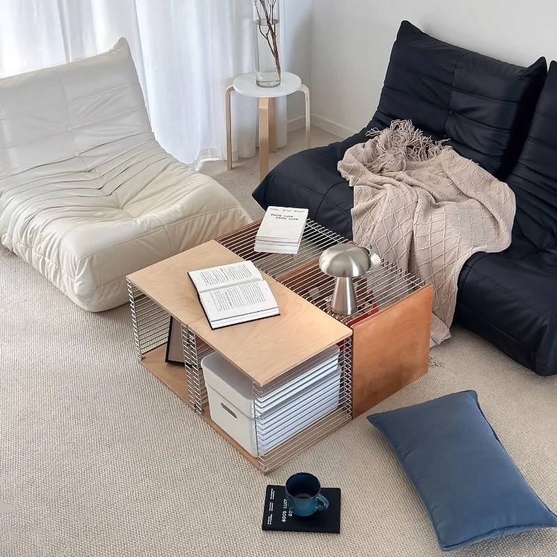 

Nordic Stainless Steel Line Coffee Table Modular Living Room Magazine Rack Simple Bedroom Nightstand Save Space Organizer Rack