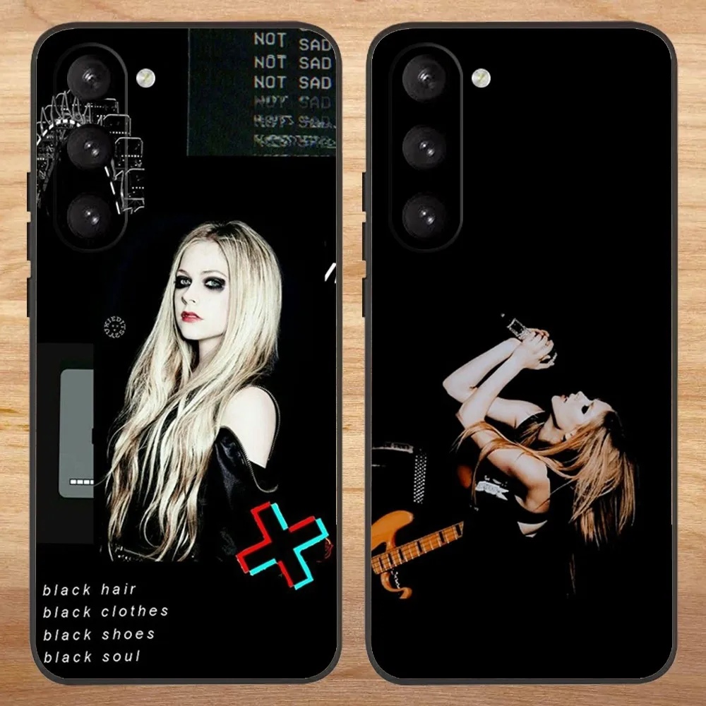 Singer Avril Lavigne Phone Case For Samsung S23,23,22,30,21,10,9,Note20 Ultra,Lite,Ultra,5G,Plus,FE,Black Soft Case