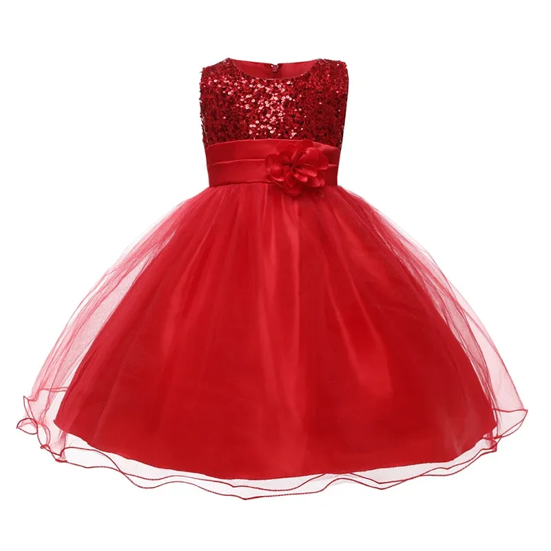 Mädchen flauschiges Kleid Weihnachten Mesh Prinzessin Kinder kleidung Kinder kleid a-Linie knöchel lange einfache Blumen mädchen Kleider