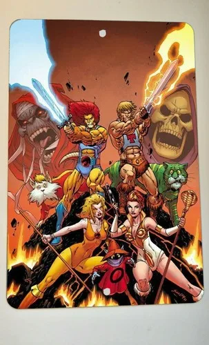 Letrero Metálico Retro de los 80 con Personajes de Thundercats, He-Man, Skeletor, Mumm-Ra y Lion-O