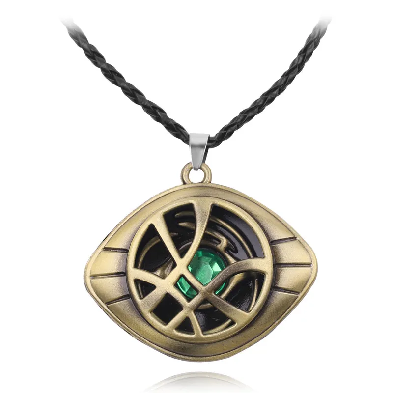 Ожерелье Marvel Doctor Strange Eye of Agamotto для мужчин, винтажные украшения с Мстителями, кожаная цепочка, кулон, аксессуар для детей