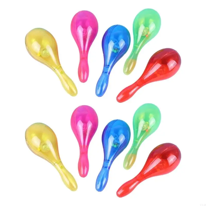 

Y4UD Pack of 10 Vibrating Glow Maracas 6 Inch Plastic Color Changing Party Noise Maker