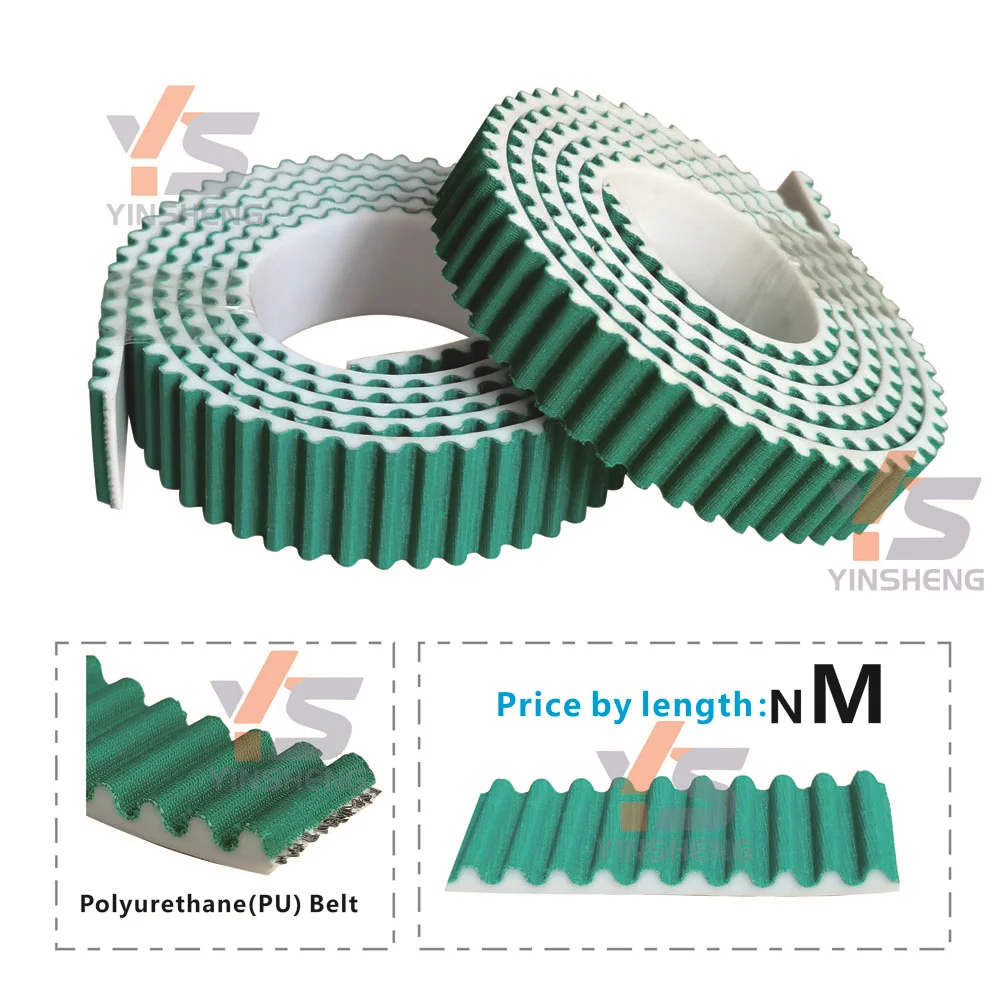 Ceinture HTD PolyVrOpen Syns.info avec tissu vert, fil d'acier S5M, ceinture PU, achat au mètre, automatisation d'ascenseur CNC, bricolage, 5m