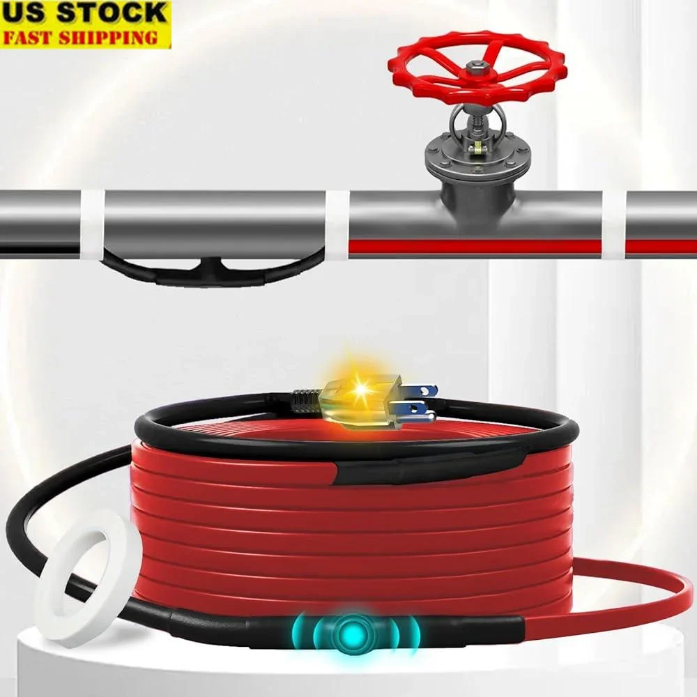 

Труба с тепловым кабелем 65 футов, защита от замерзания, встроенный термостат, электрическая нагревательная лента, металлические и пластиковые водопроводные трубы для использования в помещении и на открытом воздухе