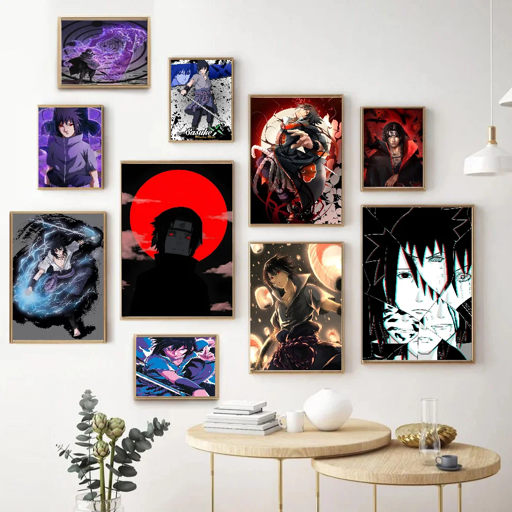 N-Naruto U-uchiha Sasuke Whitepaper Poster Waterproof Paper Sticker Coffee House Bar Aesthetic Art Wall Painting