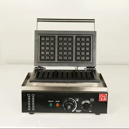 220v 3 Slices Commerical Cast Iron Waffle Maker Belgian Waffle Maker Machine