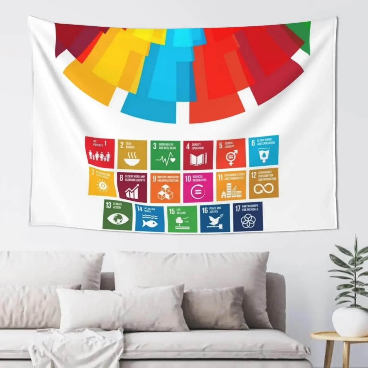 UN Global Goals | Sustainable Development Goals 2030 Colorful Tapestry Home Decorators Decoration For Home Tapestry